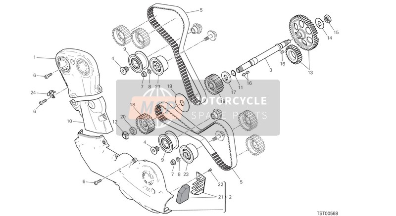 Ducati HYPERSTRADA 939 EU 2016 Distributeur voor een 2016 Ducati HYPERSTRADA 939 EU