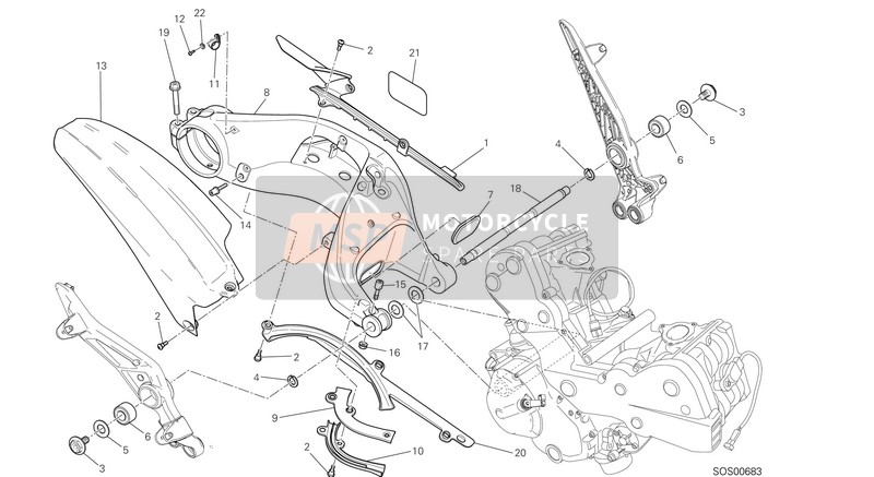 Ducati HYPERSTRADA 939 USA 2016 Balançoire Arrière pour un 2016 Ducati HYPERSTRADA 939 USA