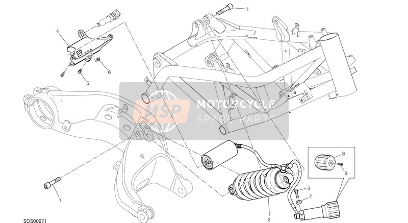 Ducati HYPERSTRADA 939 USA 2016 Suspension arrière pour un 2016 Ducati HYPERSTRADA 939 USA