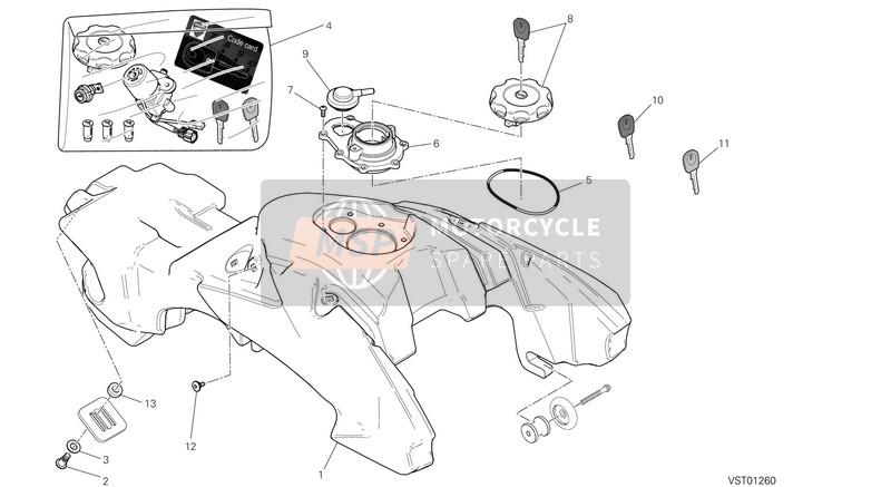 Ducati HYPERSTRADA EU 2014 Réservoir d'essence pour un 2014 Ducati HYPERSTRADA EU