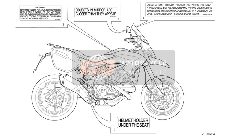 Ducati HYPERSTRADA EU 2014 Placas de posicionamiento para un 2014 Ducati HYPERSTRADA EU