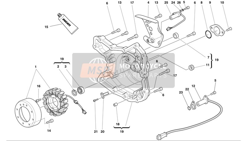 Ducati MH900 evoluzione EU 2002 Dynamo deksel voor een 2002 Ducati MH900 evoluzione EU