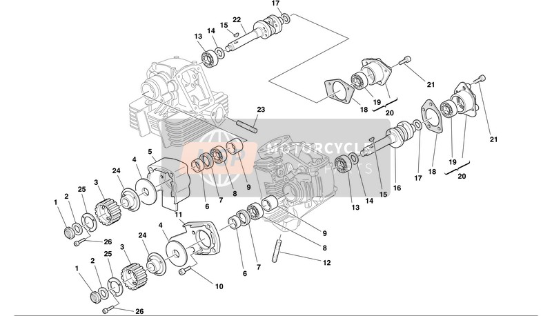 Ducati MH900 evoluzione EU 2002 Tête: Horaire pour un 2002 Ducati MH900 evoluzione EU