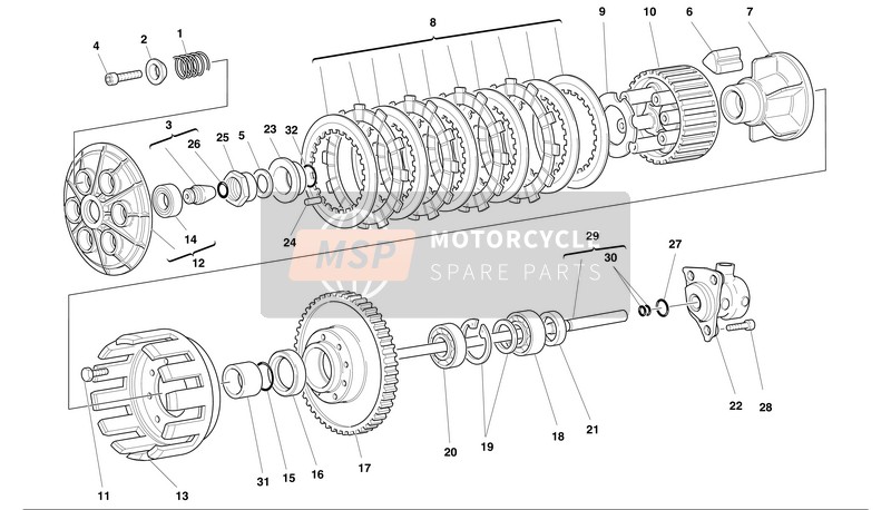 Ducati MH900evoluzione USA 2001 Embrague para un 2001 Ducati MH900evoluzione USA