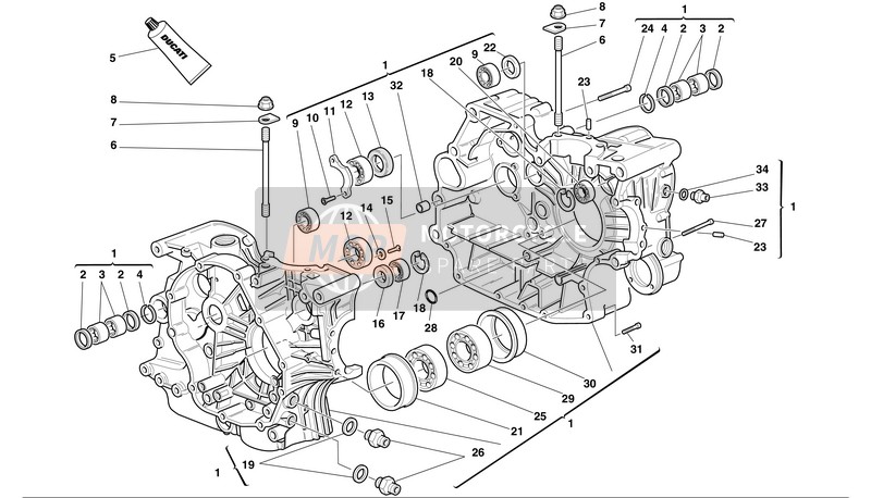 Ducati MH900evoluzione USA 2001 Half Crankcase for a 2001 Ducati MH900evoluzione USA