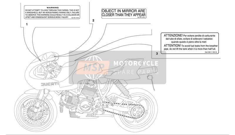 Ducati MH900evoluzione USA 2001 Targhette di marcatura per un 2001 Ducati MH900evoluzione USA