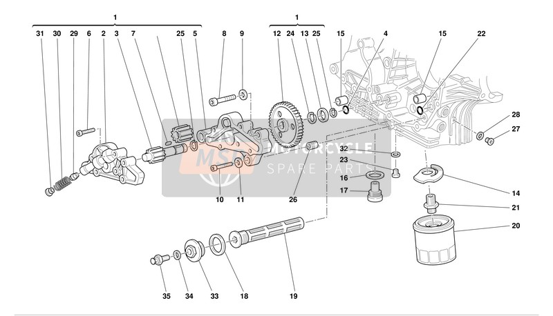 Ducati MONSTER 1000 I.E. Eu 2004 Filtri e pompa dell'olio per un 2004 Ducati MONSTER 1000 I.E. Eu