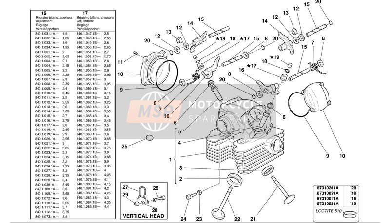 Ducati MONSTER 1000 I.E. Eu 2004 Tête verticale pour un 2004 Ducati MONSTER 1000 I.E. Eu