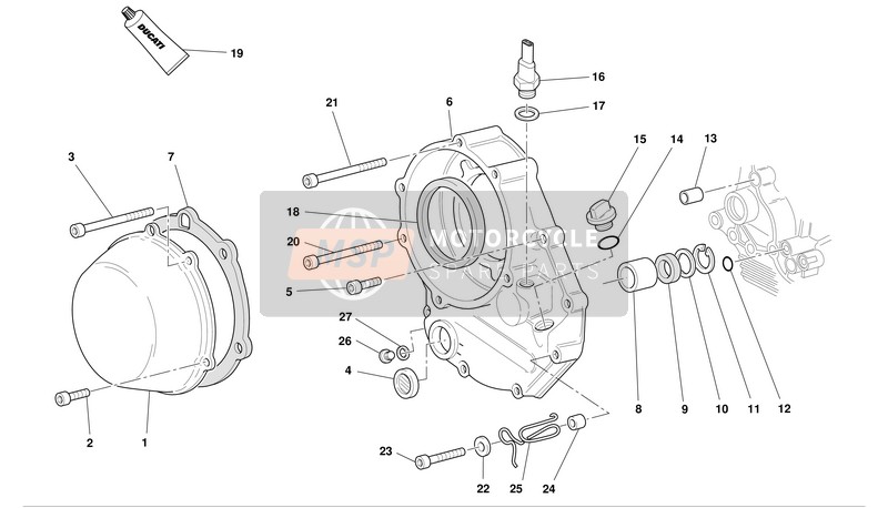 Ducati MONSTER 1000 I.E. Usa 2004 Koppelingsdeksel voor een 2004 Ducati MONSTER 1000 I.E. Usa