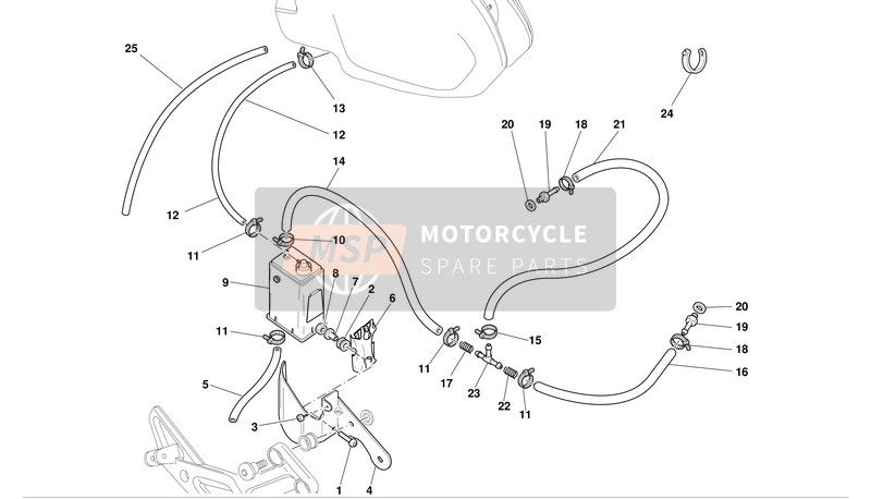 Ducati MONSTER 1000 I.E. Usa 2004 Alimentación de combustible para un 2004 Ducati MONSTER 1000 I.E. Usa