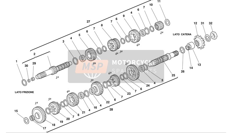 15020052A, Complete Main Shaft, Ducati, 0