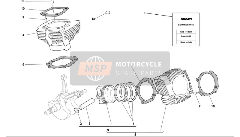 Ducati MONSTER 1000S I.E. Eu 2003 Cylindres - Pistons pour un 2003 Ducati MONSTER 1000S I.E. Eu