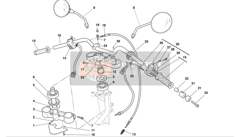 Ducati MONSTER 1000S I.E. Eu 2003 Stuur en bedieningselementen voor een 2003 Ducati MONSTER 1000S I.E. Eu