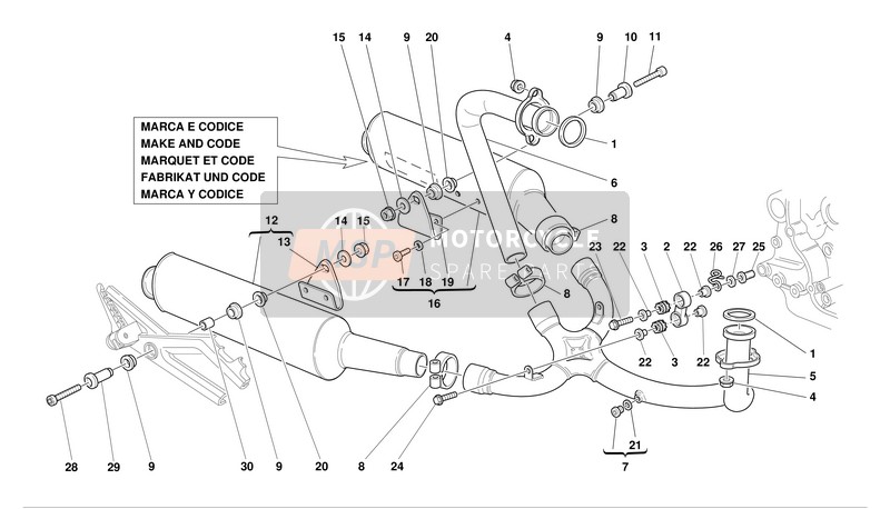 Ducati MONSTER 1000S I.E. Usa 2003 Système d'échappement pour un 2003 Ducati MONSTER 1000S I.E. Usa