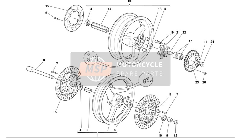 Ducati MONSTER 1000S I.E. Usa 2003 Front And Rear Wheels for a 2003 Ducati MONSTER 1000S I.E. Usa