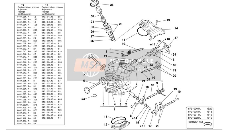 Ducati MONSTER 1000S I.E. Usa 2003 Horizontaler Kopf für ein 2003 Ducati MONSTER 1000S I.E. Usa