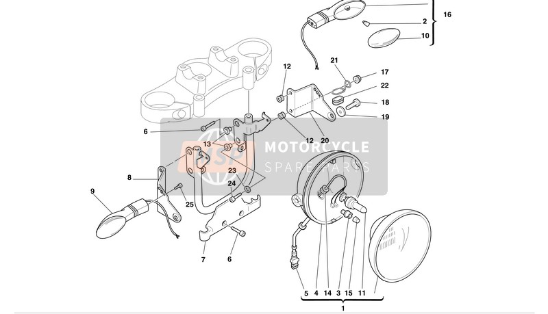 Ducati MONSTER 1000S Usa 2005 Voorhoofd-Licht voor een 2005 Ducati MONSTER 1000S Usa