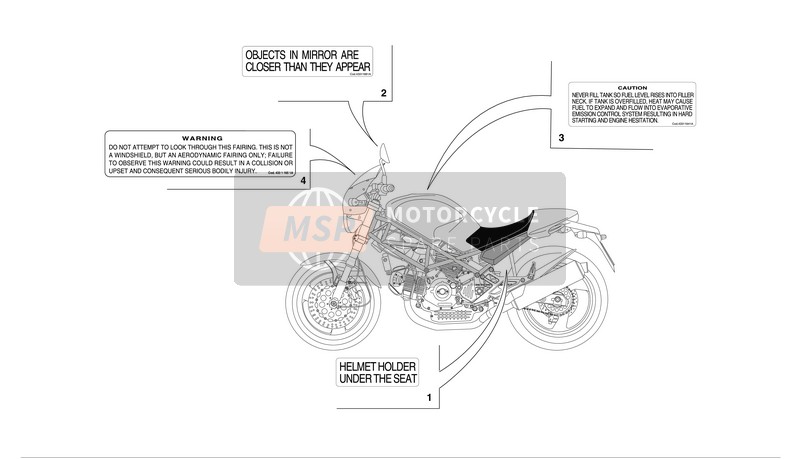 Ducati MONSTER 1000S Usa 2005 Plaques de marquage pour un 2005 Ducati MONSTER 1000S Usa