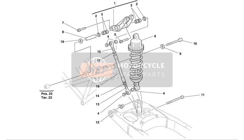 Ducati MONSTER 1000S Usa 2005 Suspension arrière pour un 2005 Ducati MONSTER 1000S Usa