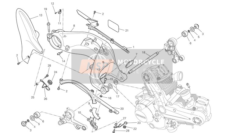 69927191A, Kit Screw + Spacer, Ducati, 2