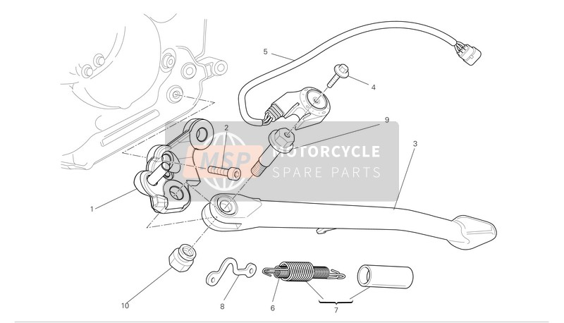 55610132A, Caballete Lateral, Ducati, 0