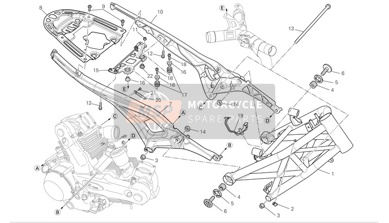 470P2153AA, Frame Assembly,  Red, Ducati, 0