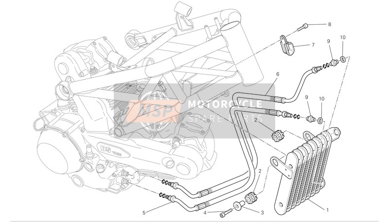 Ducati MONSTER 1100 Eu 2009 Olie koeler voor een 2009 Ducati MONSTER 1100 Eu