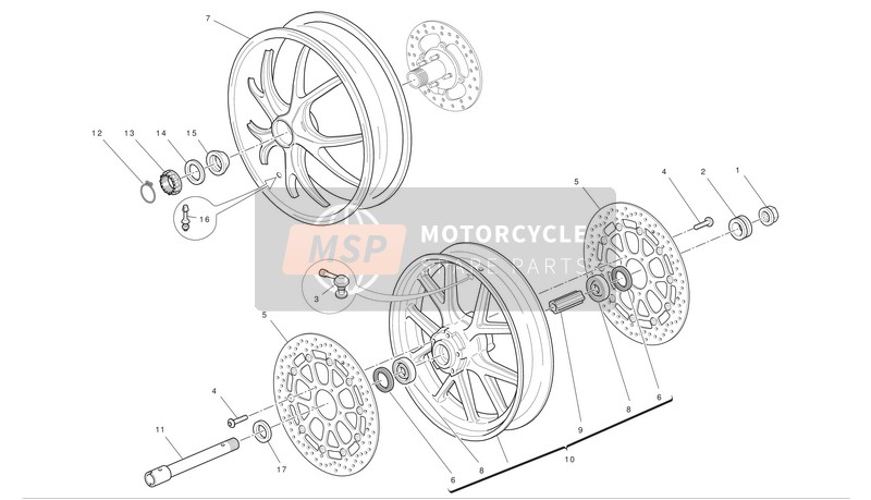 Ducati MONSTER 1100 Eu 2010 Front And Rear Wheels for a 2010 Ducati MONSTER 1100 Eu