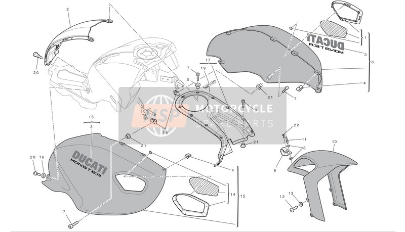 Ducati MONSTER 1100 Eu 2010 Benzinetank (Afdekking) voor een 2010 Ducati MONSTER 1100 Eu