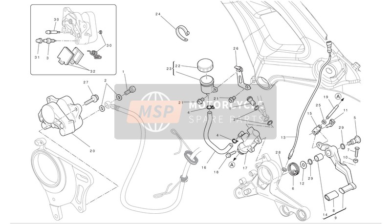 Ducati MONSTER 1100 EVO ABS EU 2012 Freno trasero para un 2012 Ducati MONSTER 1100 EVO ABS EU