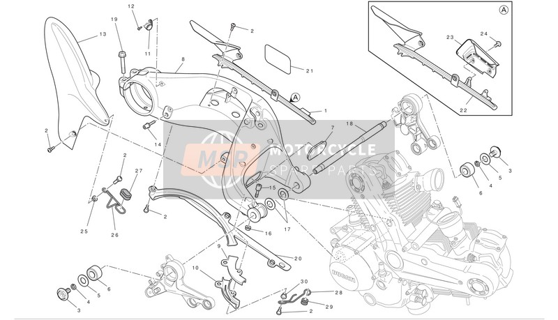 75810531A, Hose Guide Abs Bottom, Ducati, 2