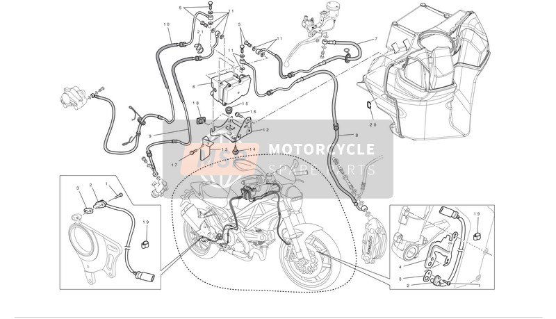 Ducati MONSTER 1100 EVO ABS Usa 2012 Anti-Bloccare il sistema di rottura (abs) per un 2012 Ducati MONSTER 1100 EVO ABS Usa
