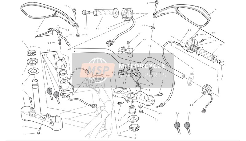 Ducati MONSTER 1100 EVO ABS Usa 2012 Handlebar And Controls for a 2012 Ducati MONSTER 1100 EVO ABS Usa