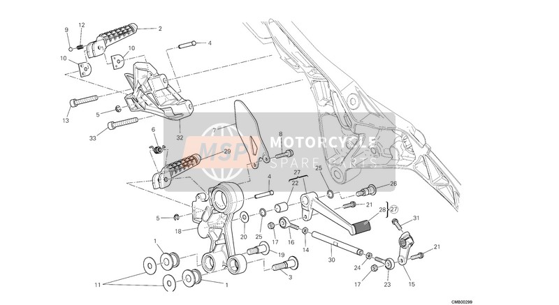 Ducati MONSTER 1100 EVO ABS Usa 2013 Repose-pieds, La gauche pour un 2013 Ducati MONSTER 1100 EVO ABS Usa