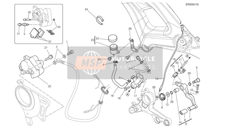 Ducati MONSTER 1100 EVO ABS Usa 2013 Rear Brake System for a 2013 Ducati MONSTER 1100 EVO ABS Usa