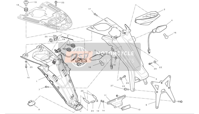 Ducati MONSTER 1100 S Eu 2010 Soporte de matrícula - Cola para un 2010 Ducati MONSTER 1100 S Eu