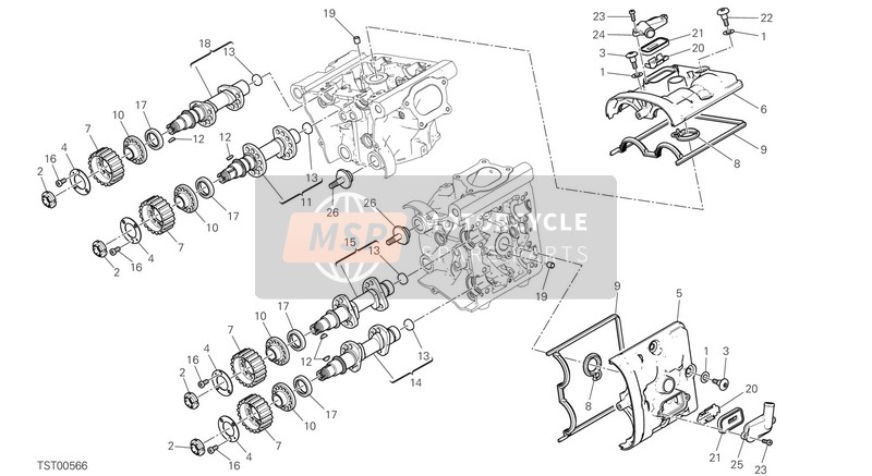 24714141AD, Cover Cylinder Head, Horizontal, Ducati, 0