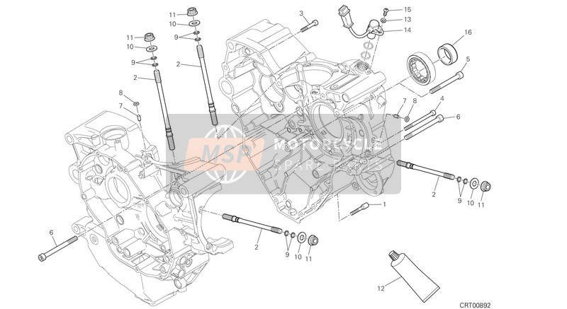 225P0101A, Crankcase Assembly 1404  R-PM, Ducati, 0
