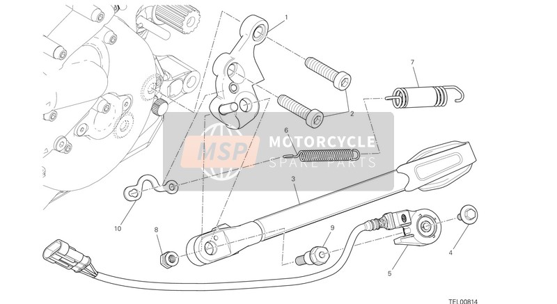 55610791C, Bracket, Side Stand, Ducati, 0