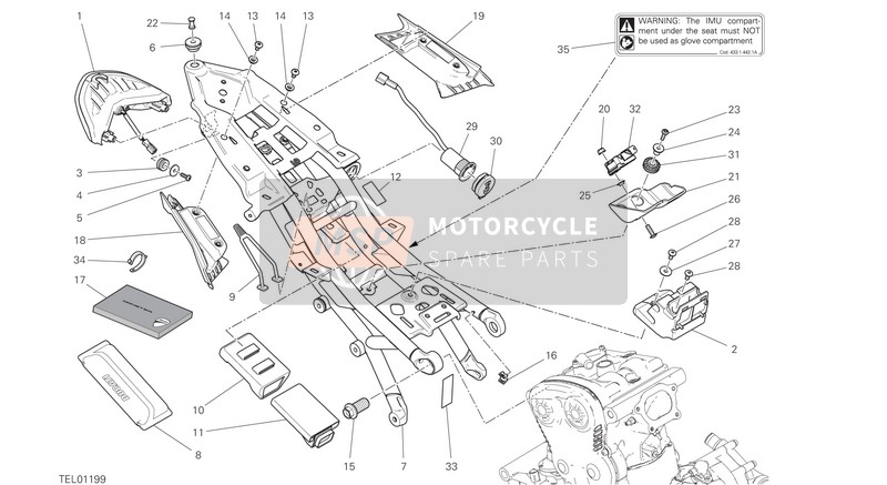 Ducati Monster 1200 25TH ANNIVERSARY EU 2019 Rahmen Hinten Komponenten . für ein 2019 Ducati Monster 1200 25TH ANNIVERSARY EU