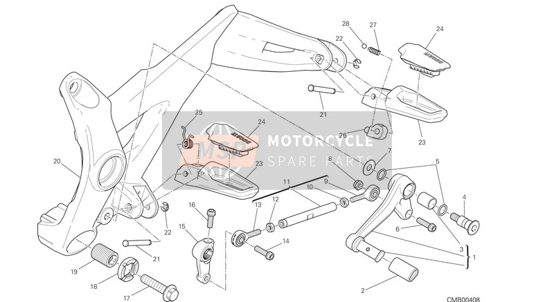 82412811AB, Soporte Estribera Izq., Ducati, 0