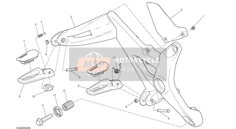 46410961AA, Rechts Fussraste, Ducati, 1