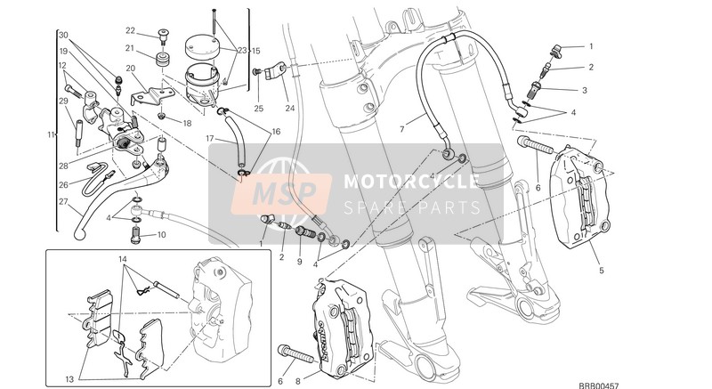 Ducati MONSTER 1200 EU 2014 Sistema frenante anteriore per un 2014 Ducati MONSTER 1200 EU