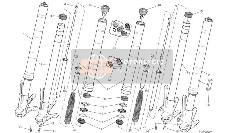 Ducati MONSTER 1200 EU 2014 Tenedor frontal para un 2014 Ducati MONSTER 1200 EU