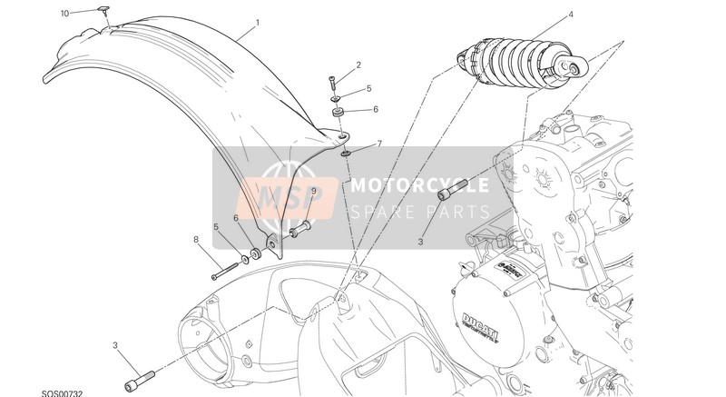 Ducati MONSTER 1200 EU 2014 Sospensione posteriore per un 2014 Ducati MONSTER 1200 EU