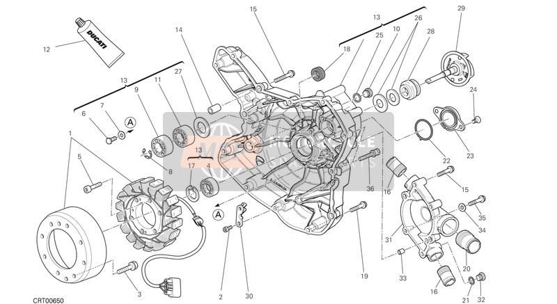 Ducati MONSTER 1200 EU 2014 Wasserpumpe - Generator - Seite - Kurbelgehäusedeckel für ein 2014 Ducati MONSTER 1200 EU