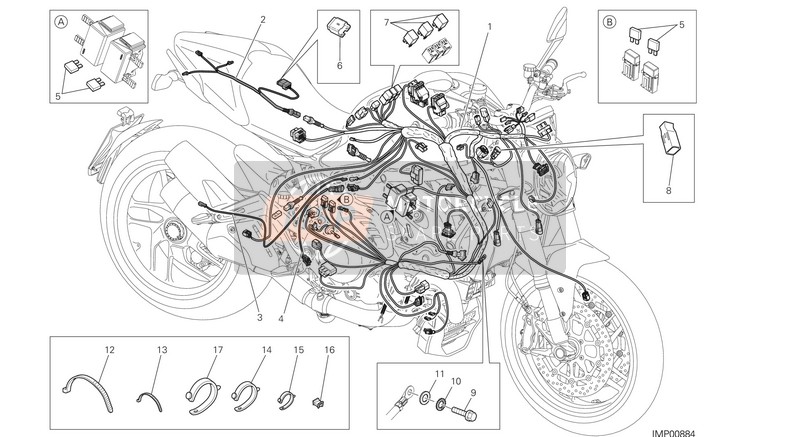 Ducati MONSTER 1200 EU 2015 Cablaggio elettrico per un 2015 Ducati MONSTER 1200 EU