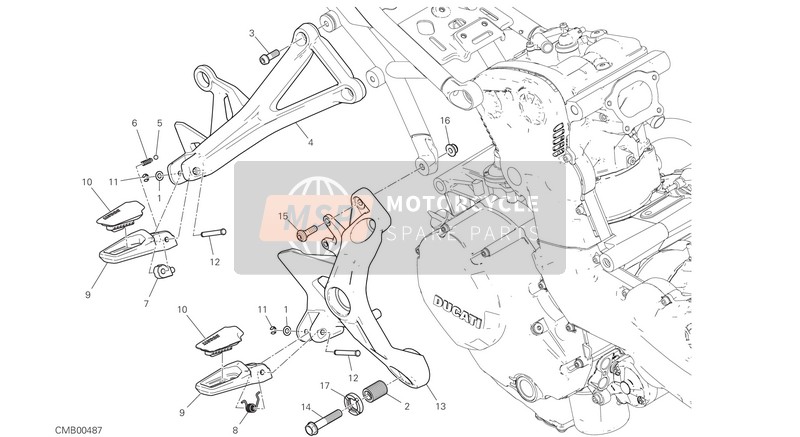 Ducati MONSTER 1200 EU 2017 Reposapiés, Derecho para un 2017 Ducati MONSTER 1200 EU