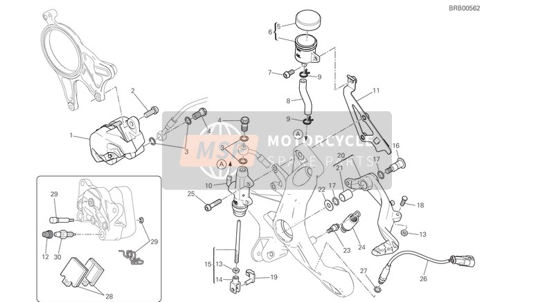 Ducati MONSTER 1200 EU 2017 Sistema frenante posteriore per un 2017 Ducati MONSTER 1200 EU