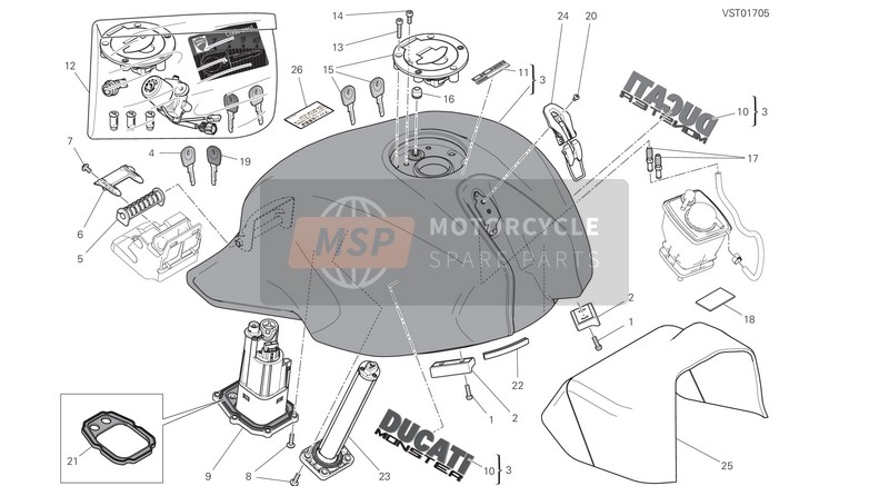 Ducati MONSTER 1200 EU 2018 Depósito de combustible para un 2018 Ducati MONSTER 1200 EU